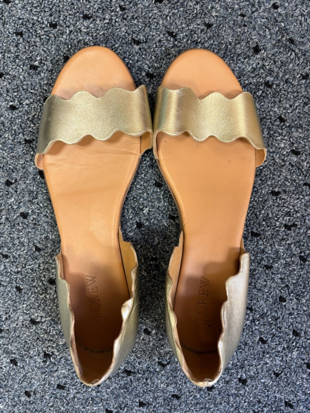 J. Crew Metallic Gold Scalloped Slide Flats